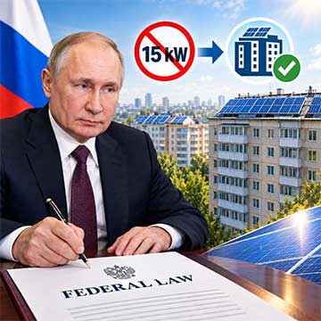 Putin zrušil 15-kilowattové pravidlo, ktoré chránilo slnečnú energiu od ruský...
